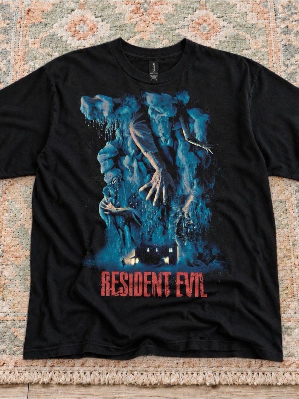 Gildan Black 'Resident Evil' Graphic Tee with Blue Artwork